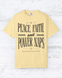 Peace, Faith, and Power Naps – Christian T-Shirt (Mark 4:38)