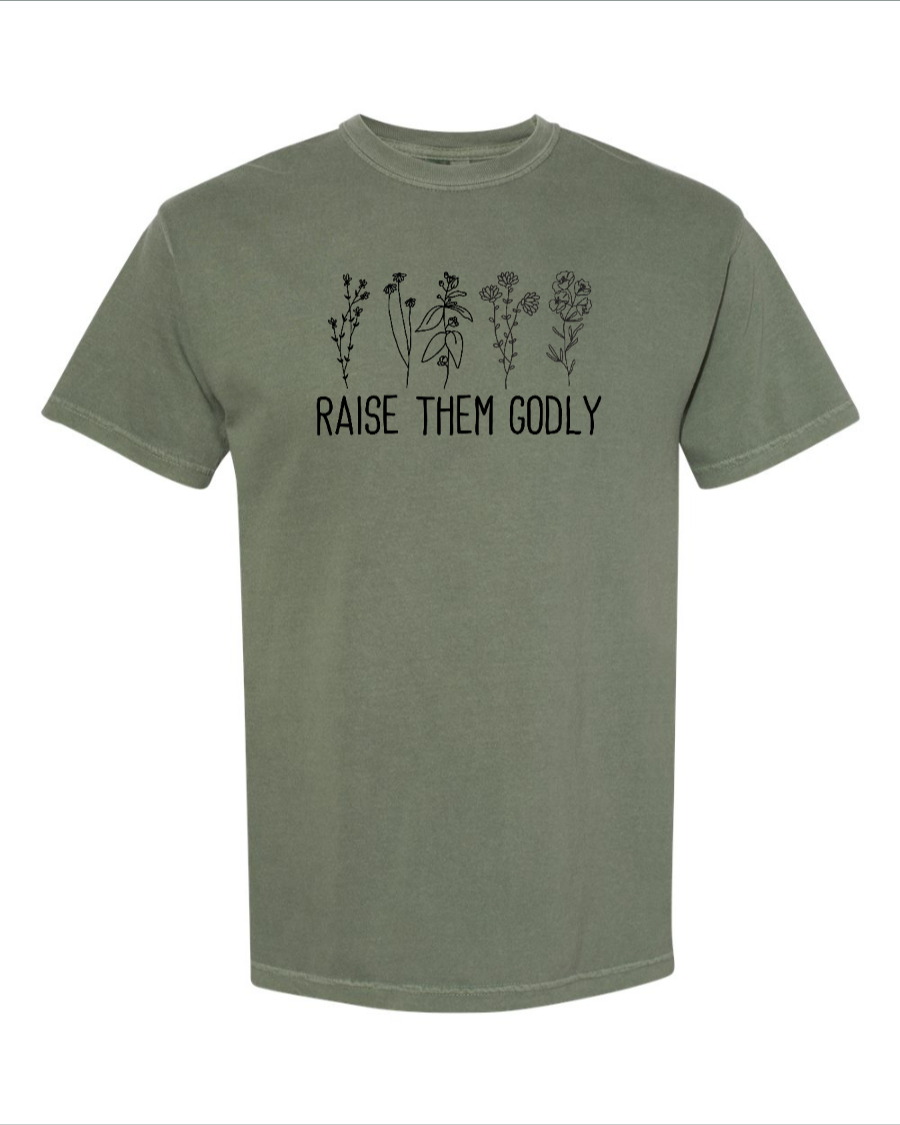 Raise Them Godly – Floral Christian T-Shirt