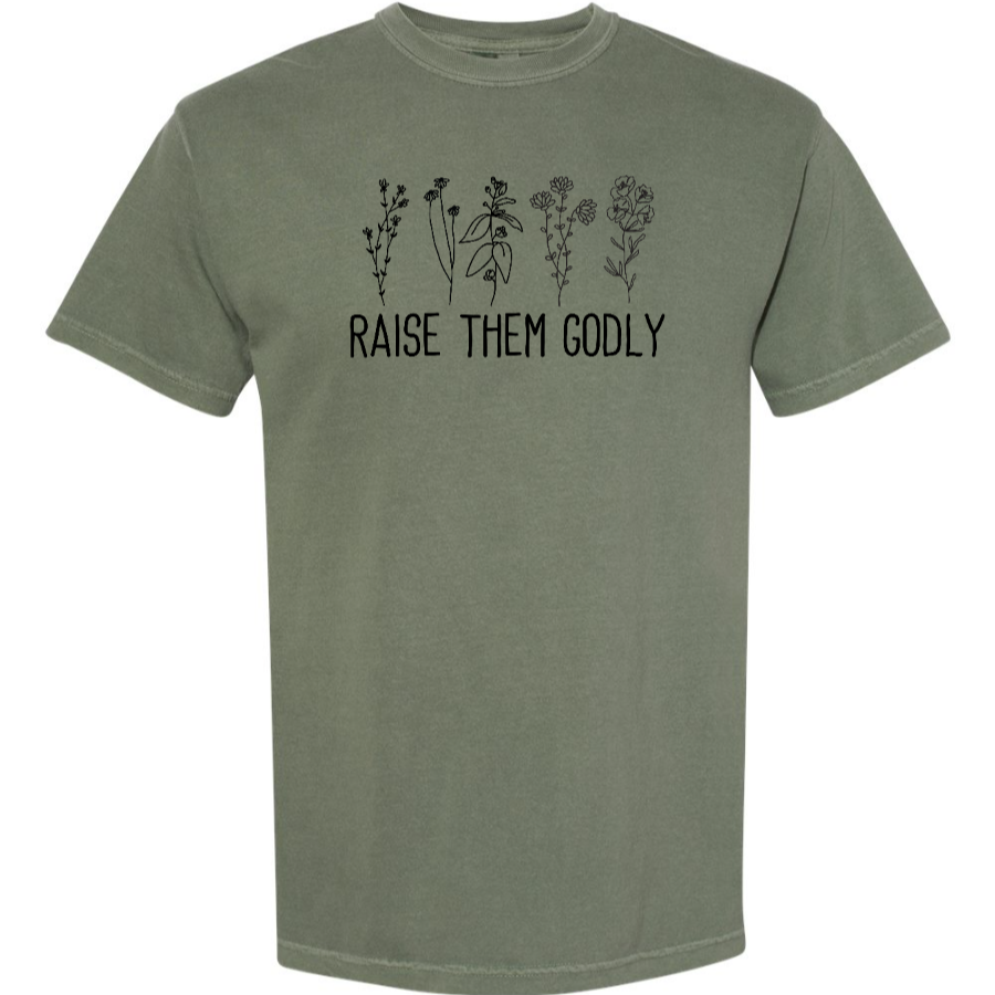 Raise Them Godly – Floral Christian T-Shirt