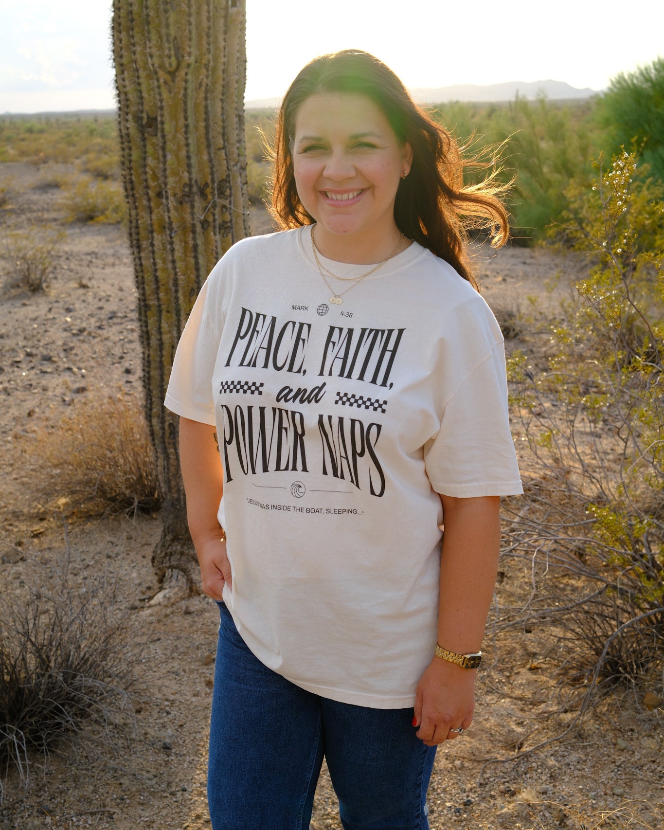 Peace, Faith, and Power Naps – Christian T-Shirt (Mark 4:38)