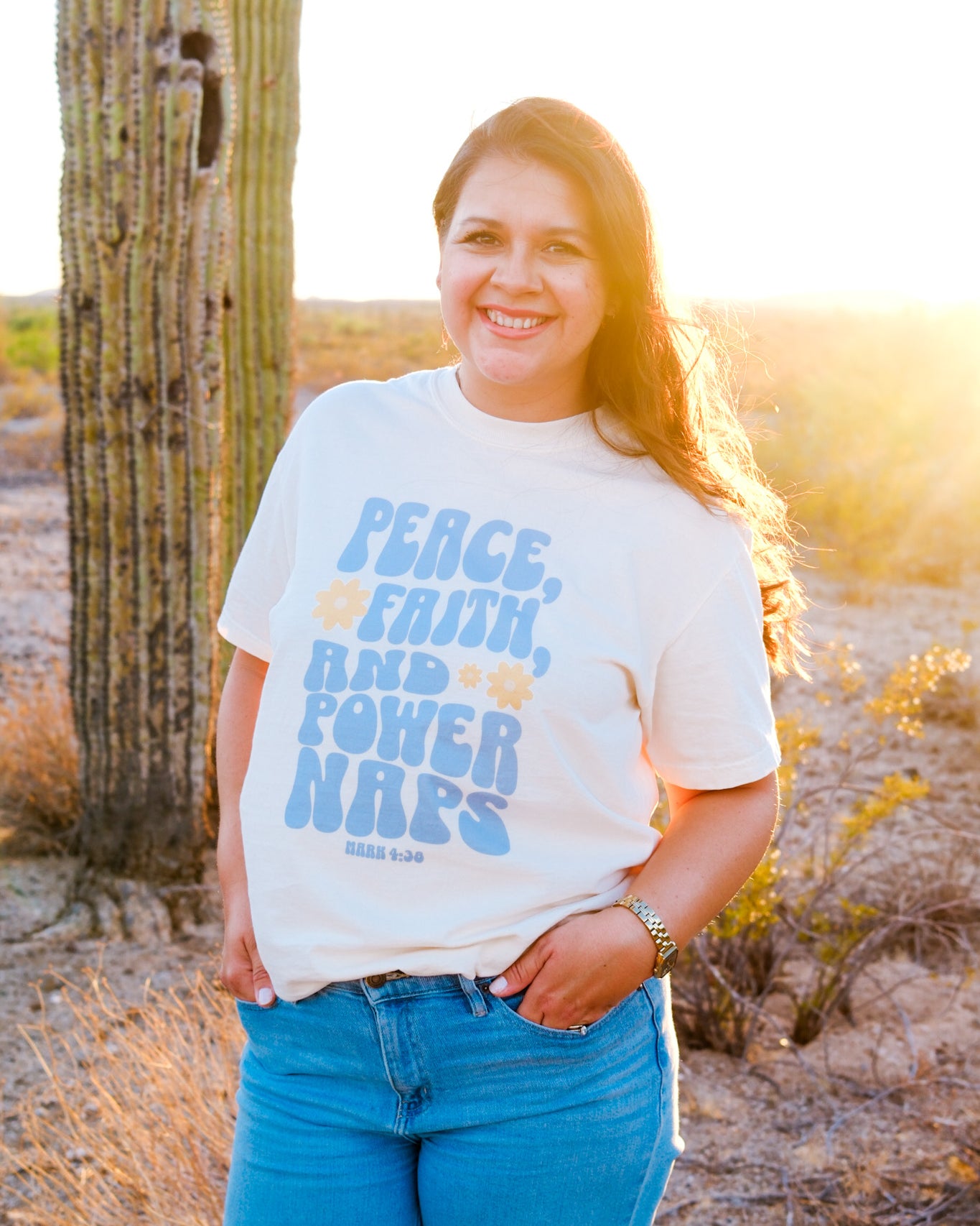 Peace, Faith, and Power Naps – Retro Christian T-Shirt (Mark 4:38)