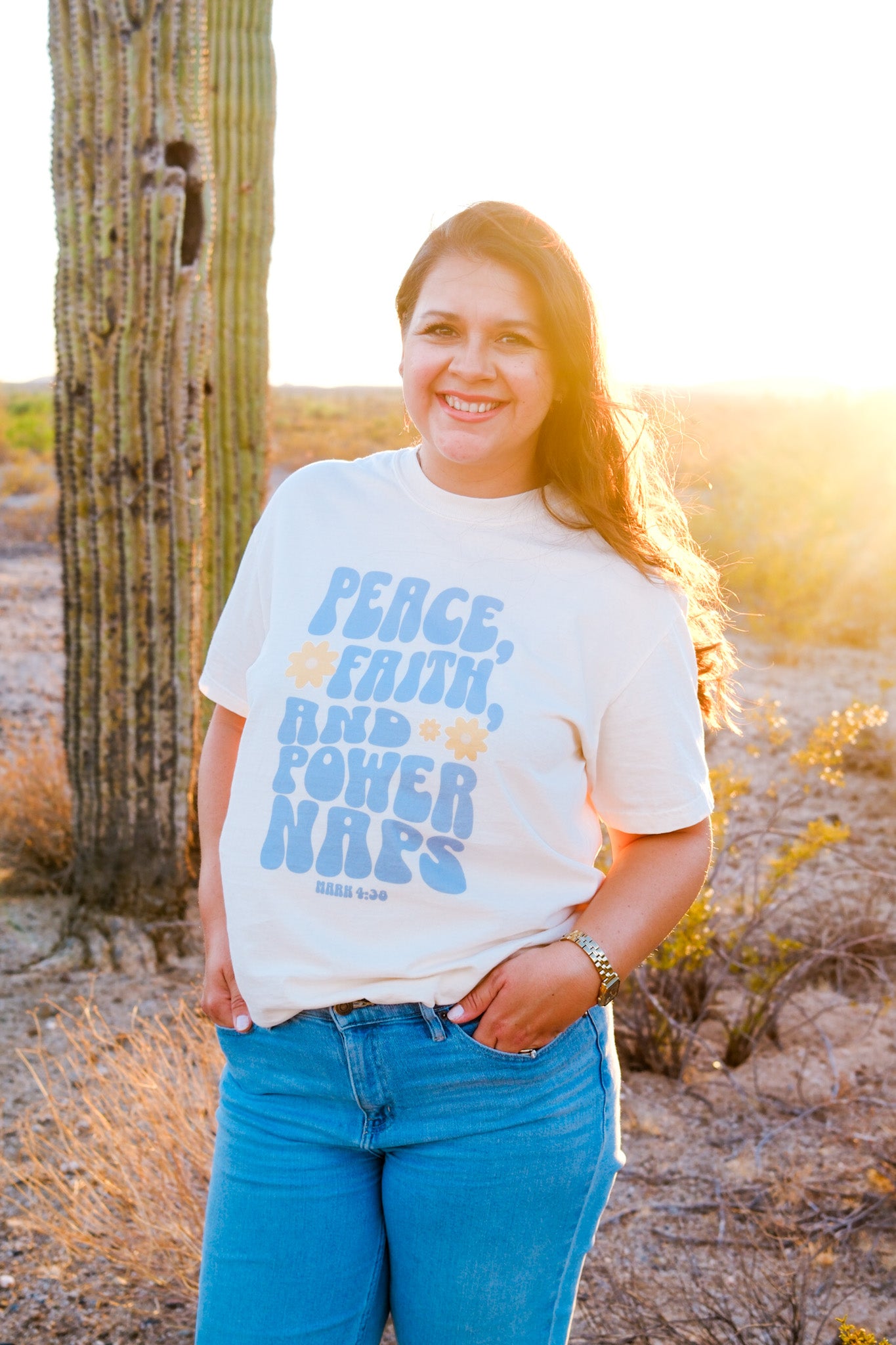 Peace, Faith, and Power Naps – Retro Christian T-Shirt (Mark 4:38)